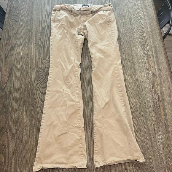 American Eagle Outfitters Womens Artist Flare Jeans Stretch High Rise Tan Size 6 - Picture 1 of 12